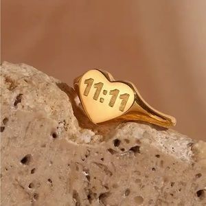 NEW 18K Gold Plated Angel Numbers Heart Ring